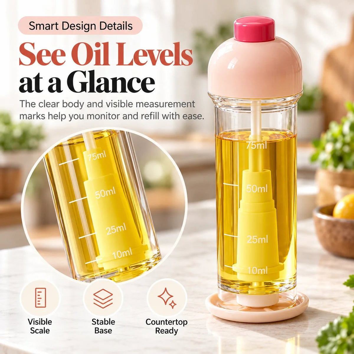 Refillable Fine Mist Olive Oil Sprayer – Even Spray Cooking Oil Dispenser for Air Fryers, Grilling, Baking & Everyday Kitchen Use
