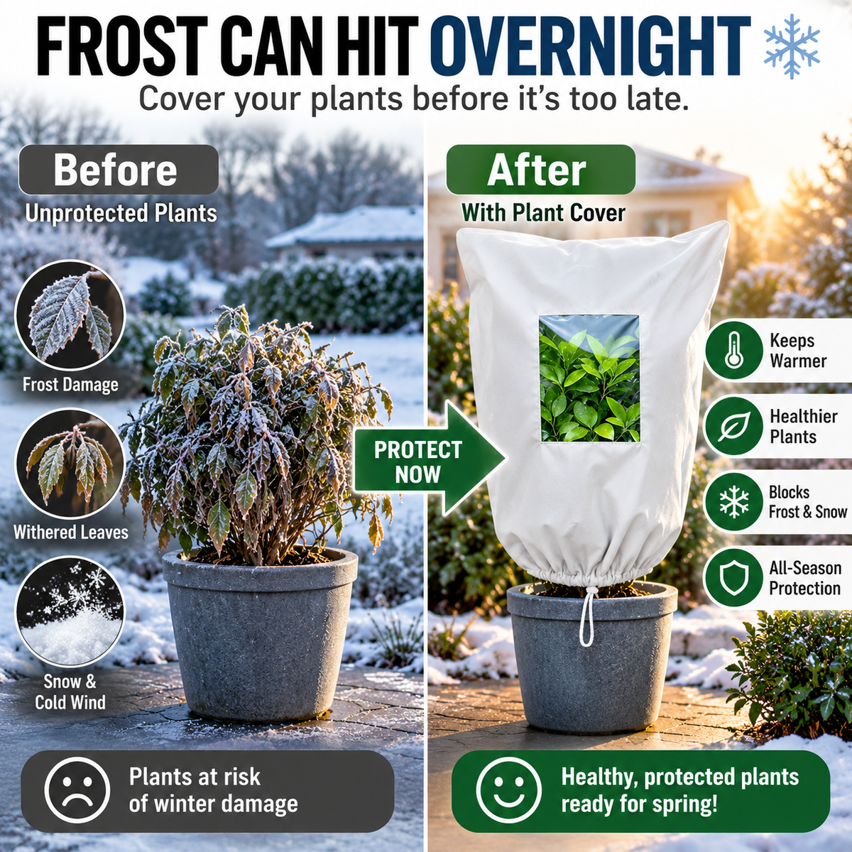 🌿 Winter Plant Protection Cover – Breathable Frost Shield For Shrubs & Young Trees