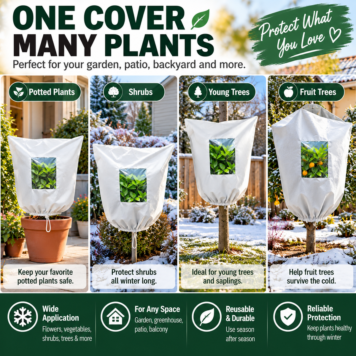 🌿 Winter Plant Protection Cover – Breathable Frost Shield For Shrubs & Young Trees