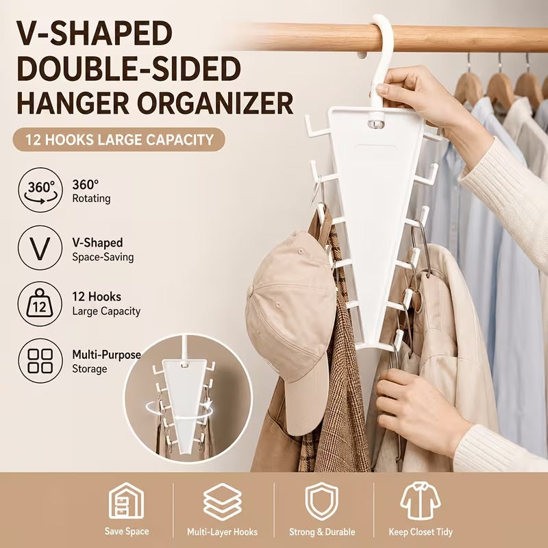 🔥LAST DAY - BUY 4 GET 8 FREE 🎁 Multi-Functional V-Shaped Double Sided Hanger Storage Rack