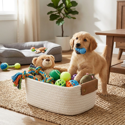 Cotton Rope Woven Pet Toy Storage Basket